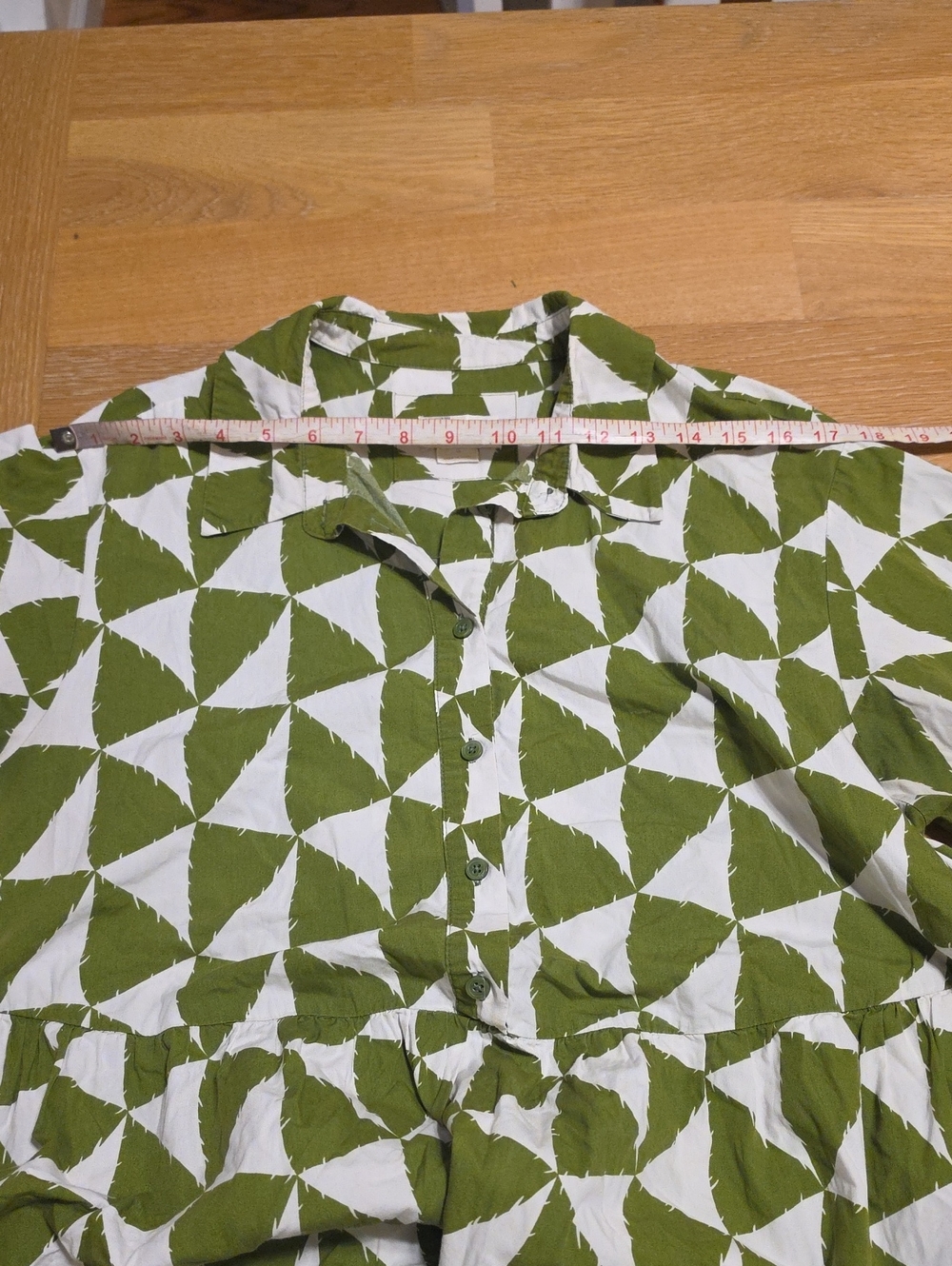 Maeve The Bettina Olive Green & White Geometric Midi Shirt Dress Size 1X Used - Picture 13 of 16